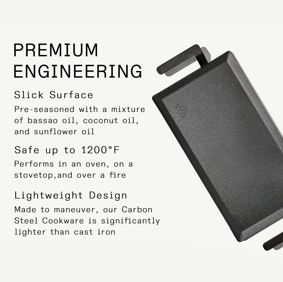 Made in Cookware - Carbon Steel Griddle - Professional Cookware - Crafted in Sweden - Induction Compatible