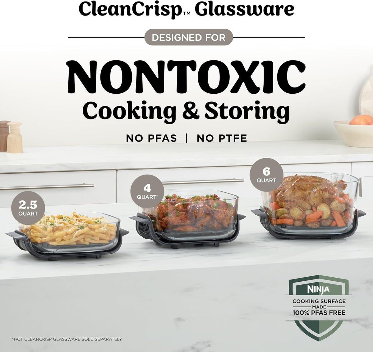 Ninja Crispi Pro Glass Air Fryer, 6-In-1, Bone, AS101LG