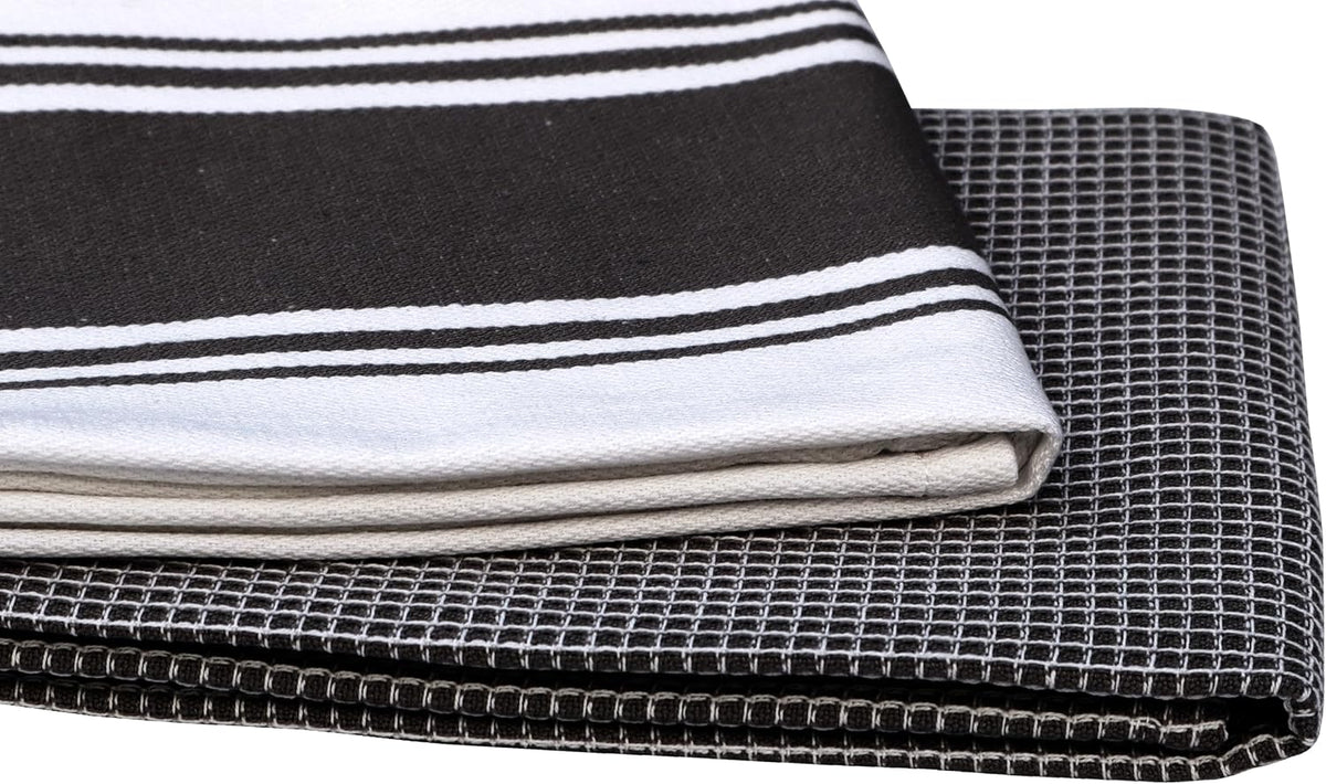 Cotton Kitchen Towels - Set of 4 Highly Absorbent, Ultra Soft Waffle Weave Tea Towel with Hanging Loop - 20X28 Inch Quick Drying Dish Cloths for Cleaning (Black)