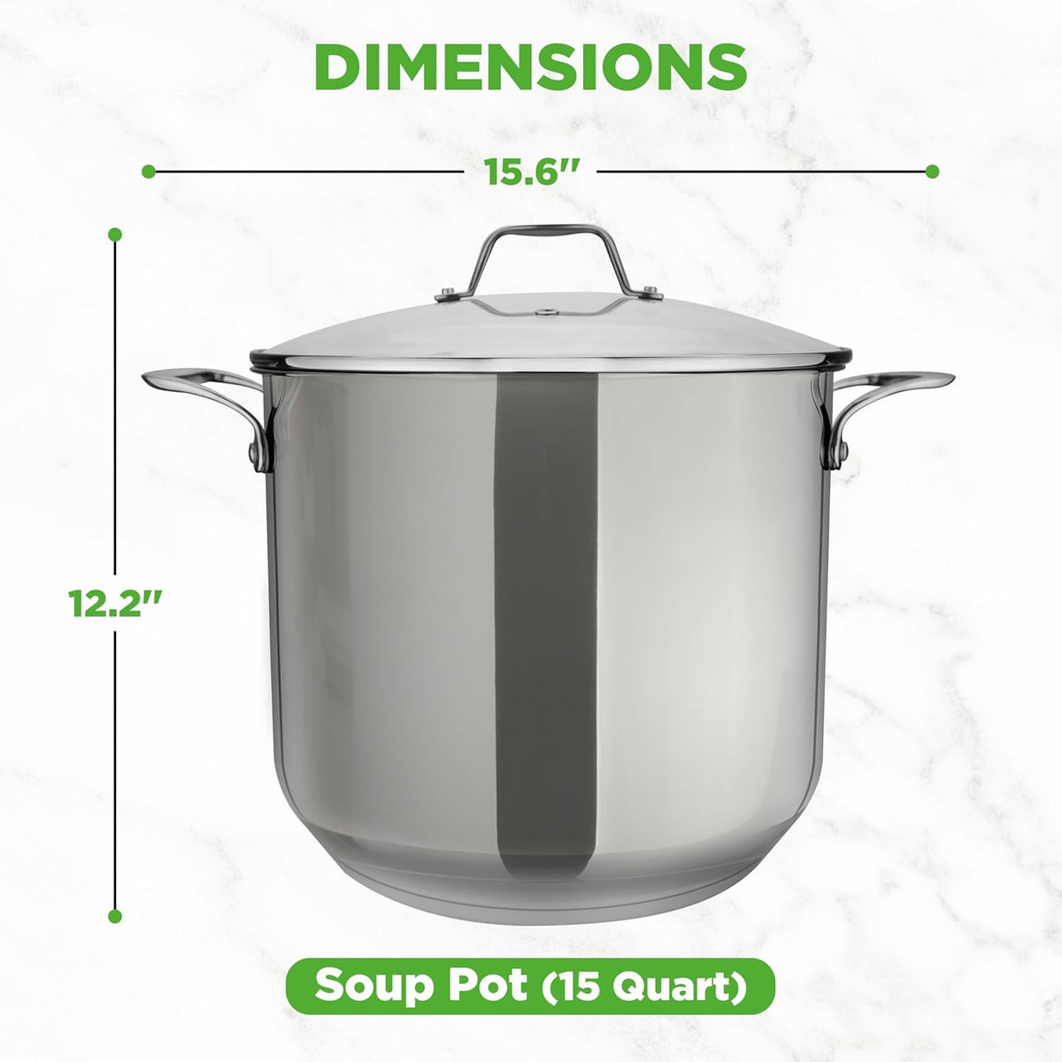 15-Quart Induction-Compatible Stainless Steel Stock Pot with Tempered Glass Lid - Dishwasher Safe for Easy Cleanup