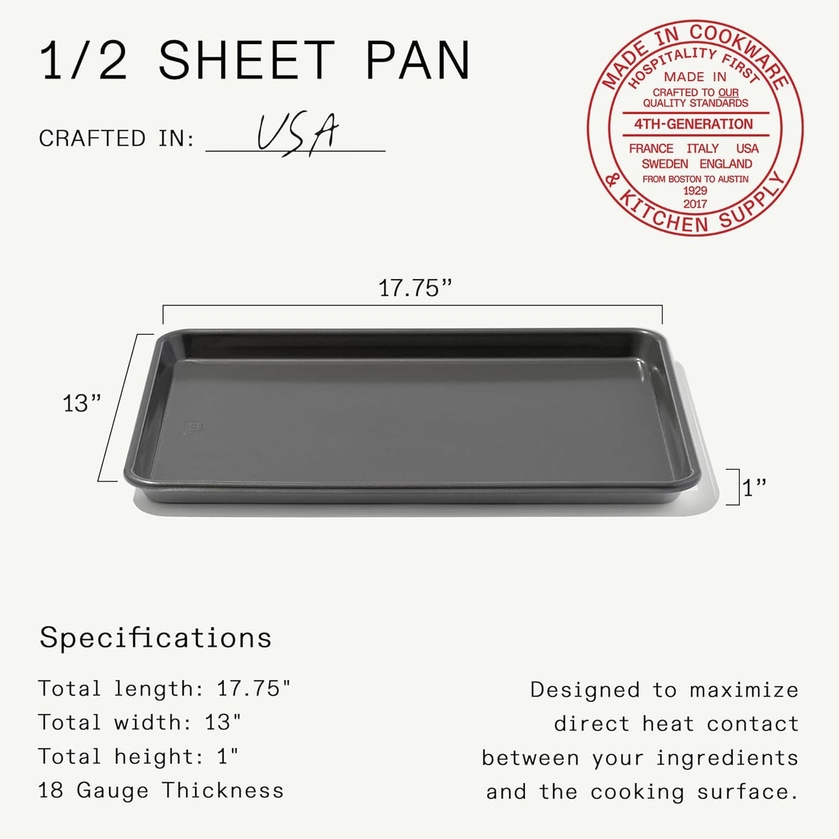 Made in Cookware - Sheet Pan (Non Stick) - Commercial Grade Aluminum Non Stick - Professional Bakeware