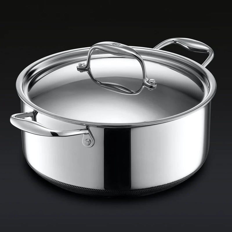 HexClad Hybrid Braiser with Lid, 5 qt