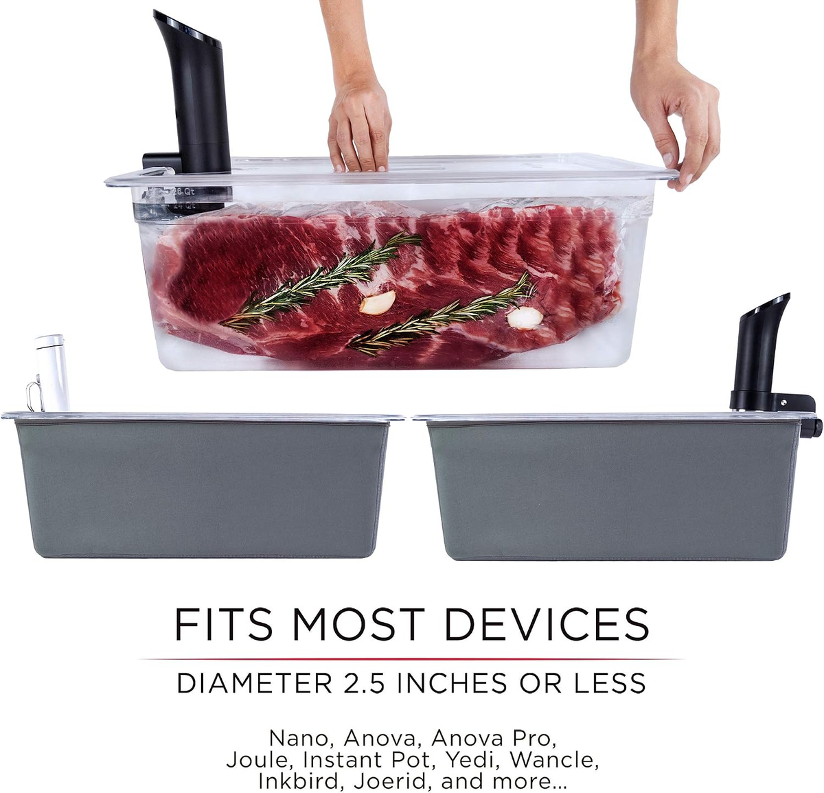 Sous Vide Container with Lid and Insulating Sleeve, 26 qt