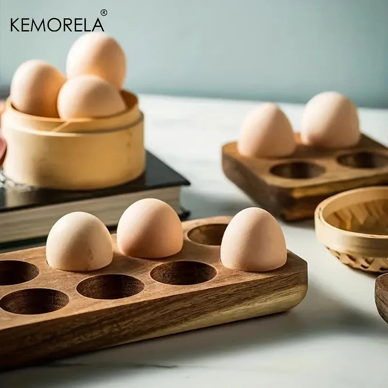 KEMORELA Wooden Egg Storage Organizer