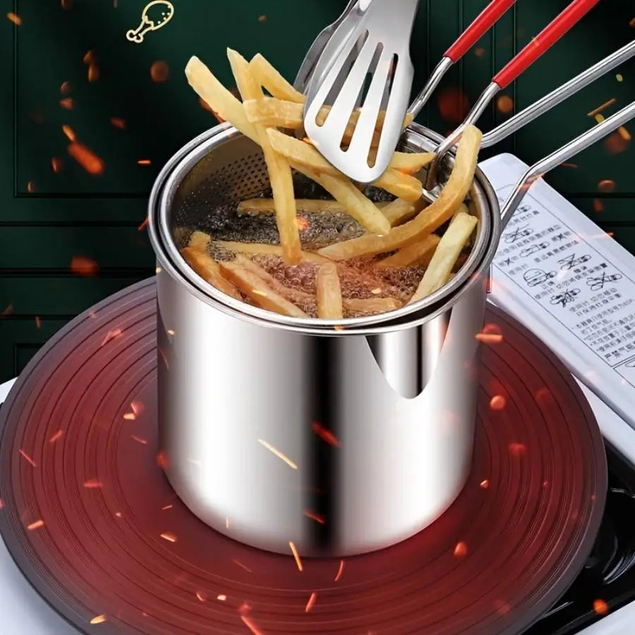 Stainless Steel Deep Fryer and Pasta Strainer
