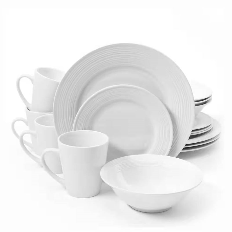 Ceramic Dinnerware Set, 16-Piece, White