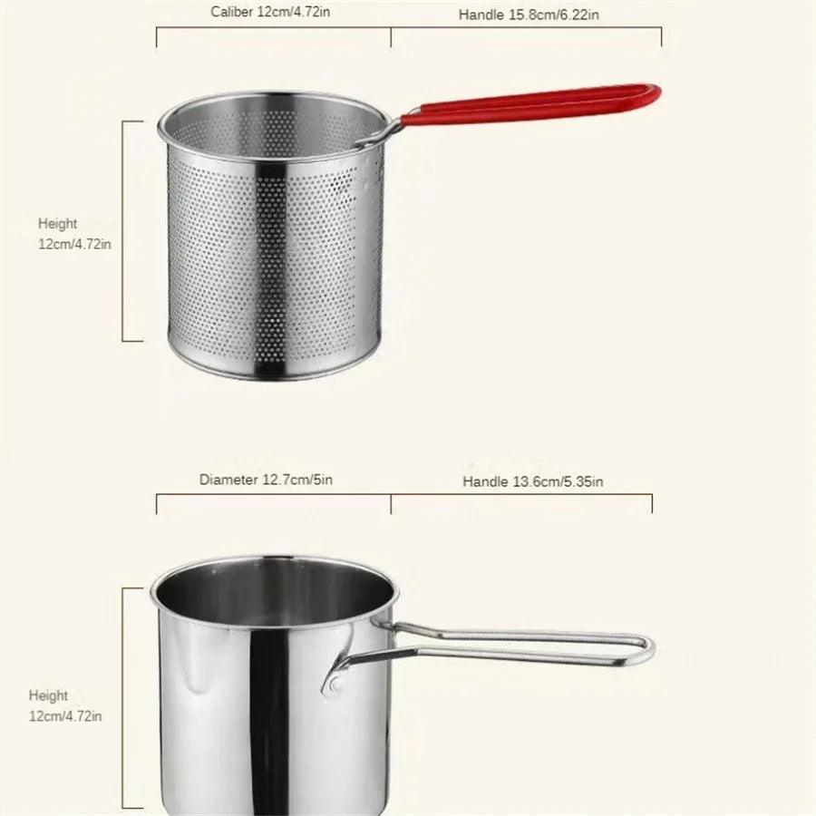 Stainless Steel Deep Fryer and Pasta Strainer