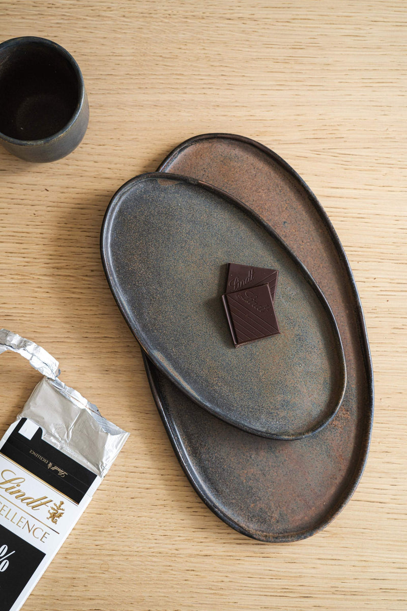 Creating Comfort Stoneware Serving Platter, Matte Rust