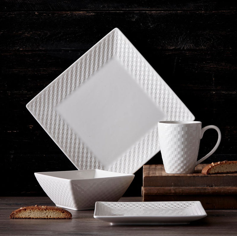 Trudeau Basketweave Porcelain Dinnerware Set, 16-Piece
