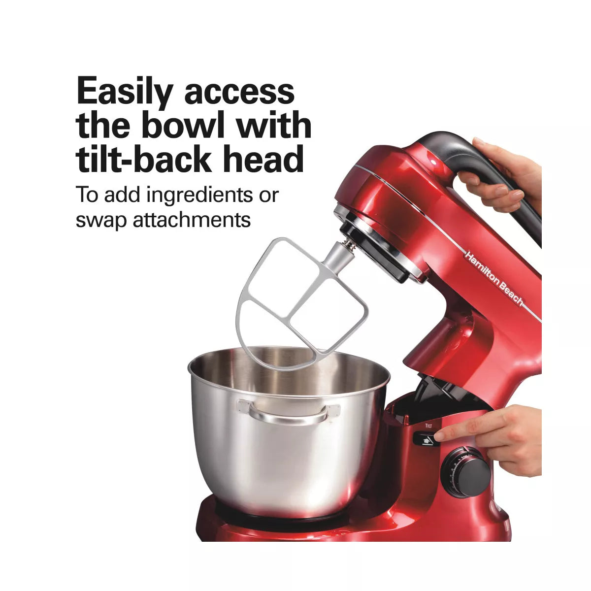 Hamilton Beach 7-Speed Hand Mixer - Red: Metal Stand Mixer, 300W, Dishwasher-Safe Parts, 1 Year Warranty
