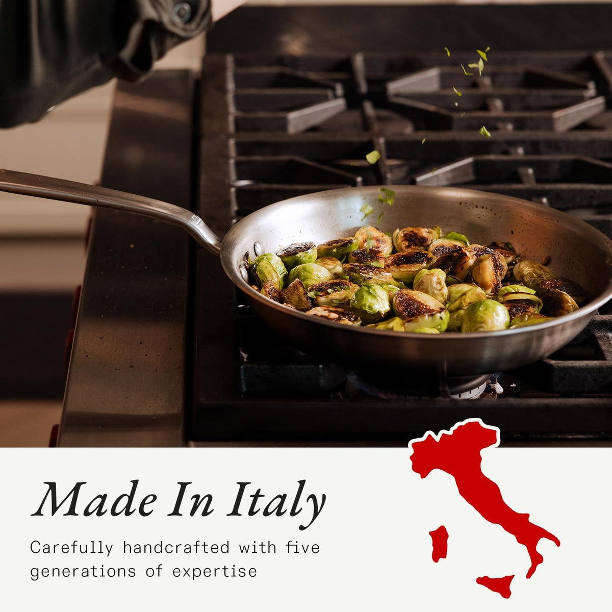 Made in Cookware - 10 Piece Stainless Steel Pot and Pan Set - 5 Ply Clad - Includes Stainless Steel Frying Pans, Saucepans, Saucier and Stock Pot W/Lid - Professional Cookware - Crafted in Italy
