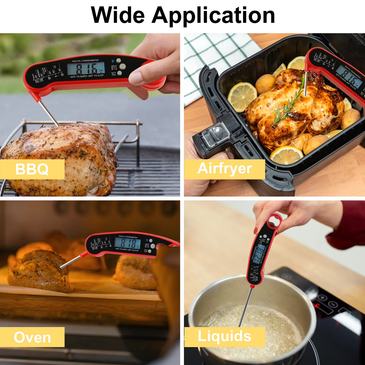 Digital Meat Thermometer Instant Read Food Thermometers for BBQ Grilling Cooking