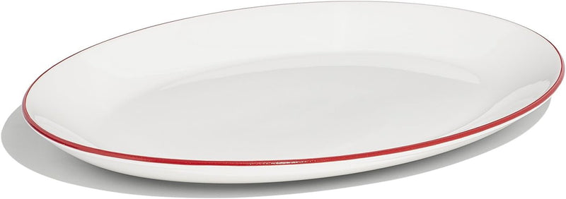 Made In Porcelain Serving Platter, Red Rim