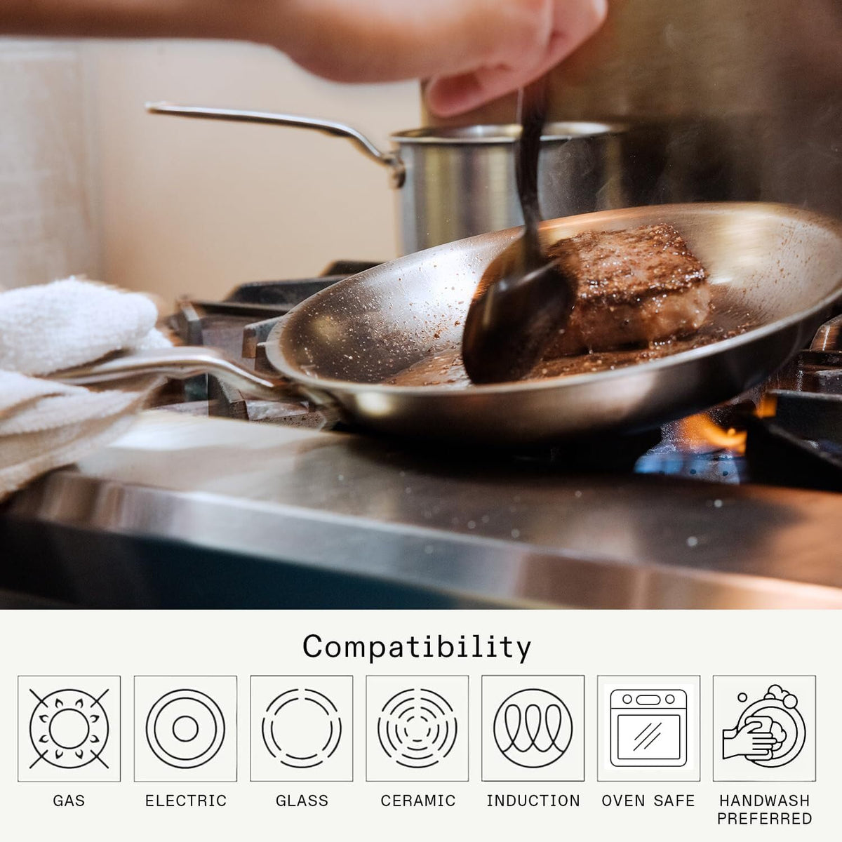 Made in Cookware - 10-Inch Stainless Steel Frying Pan - 5 Ply Stainless Clad - Professional Cookware - Crafted in USA - Induction Compatible