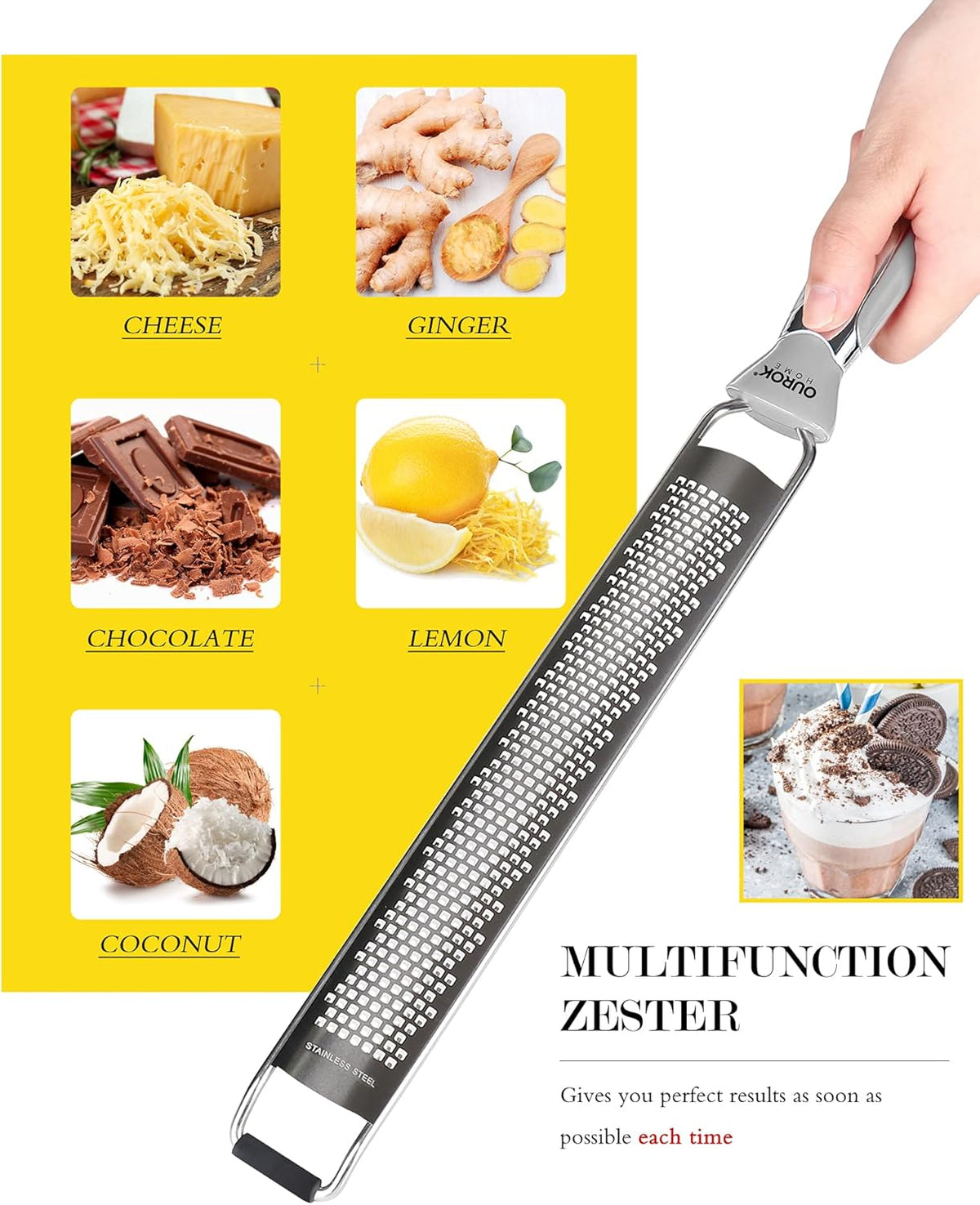 Zest up your cooking game! 🍋✨ Stainless steel lemon zester & cheese grater for all your flavor needs. Plus, it comes with a handy cleaning brush! 🧼💪 #KitchenEssentials #CookingHacks