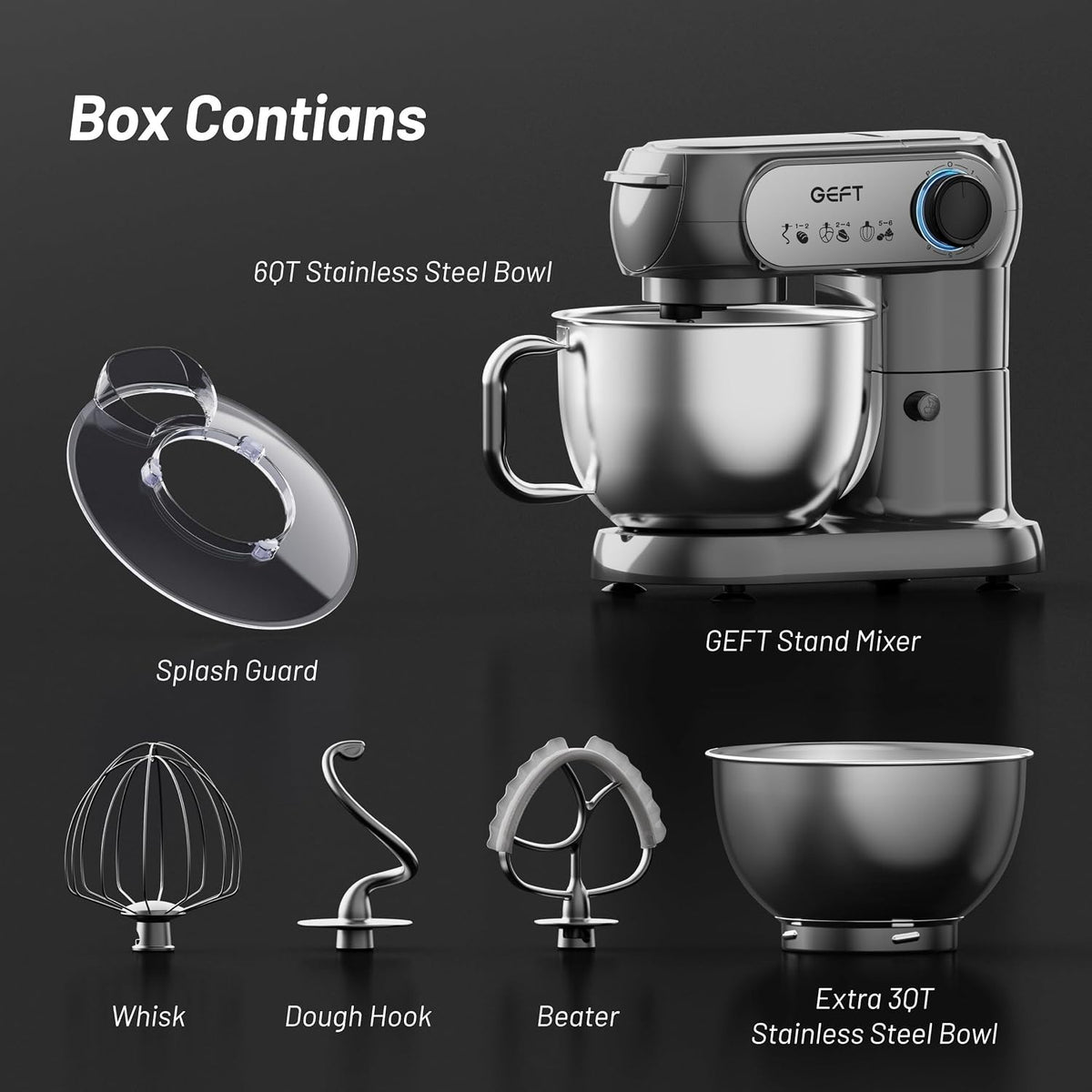 Stand Mixer, 3.5QT&6QT Bowls Mixers Kitchen Electric Stand Mixer Gray