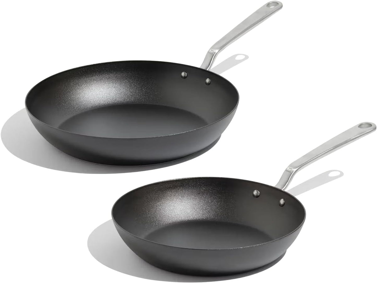 Made in Cookware - 2 Piece (Includes 10",12") Seasoned Carbon Steel Frying Pan - Professional Cookware - Crafted in Sweden - Induction Compatible
