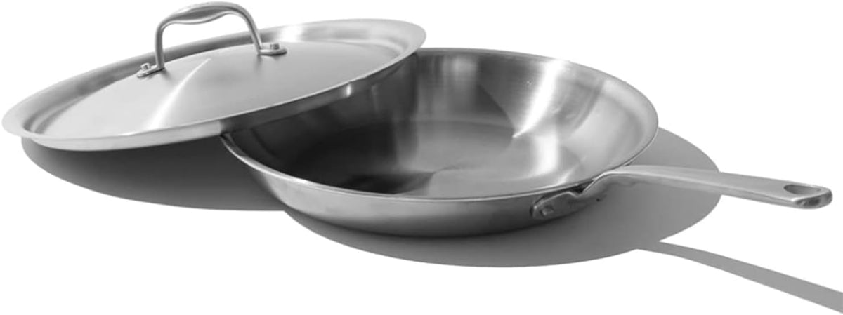 Made in Cookware - 12-Inch Stainless Steel Frying Pan with Lid - 5 Ply Stainless Clad - Professional Cookware - Crafted in Italy - Induction Compatible