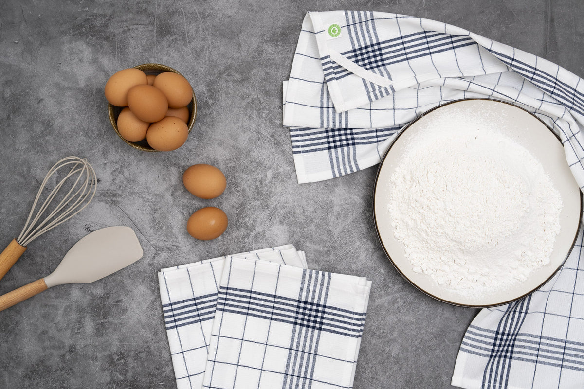 Organic Cotton Mart Windowpane Kitchen Towels, Set of 6