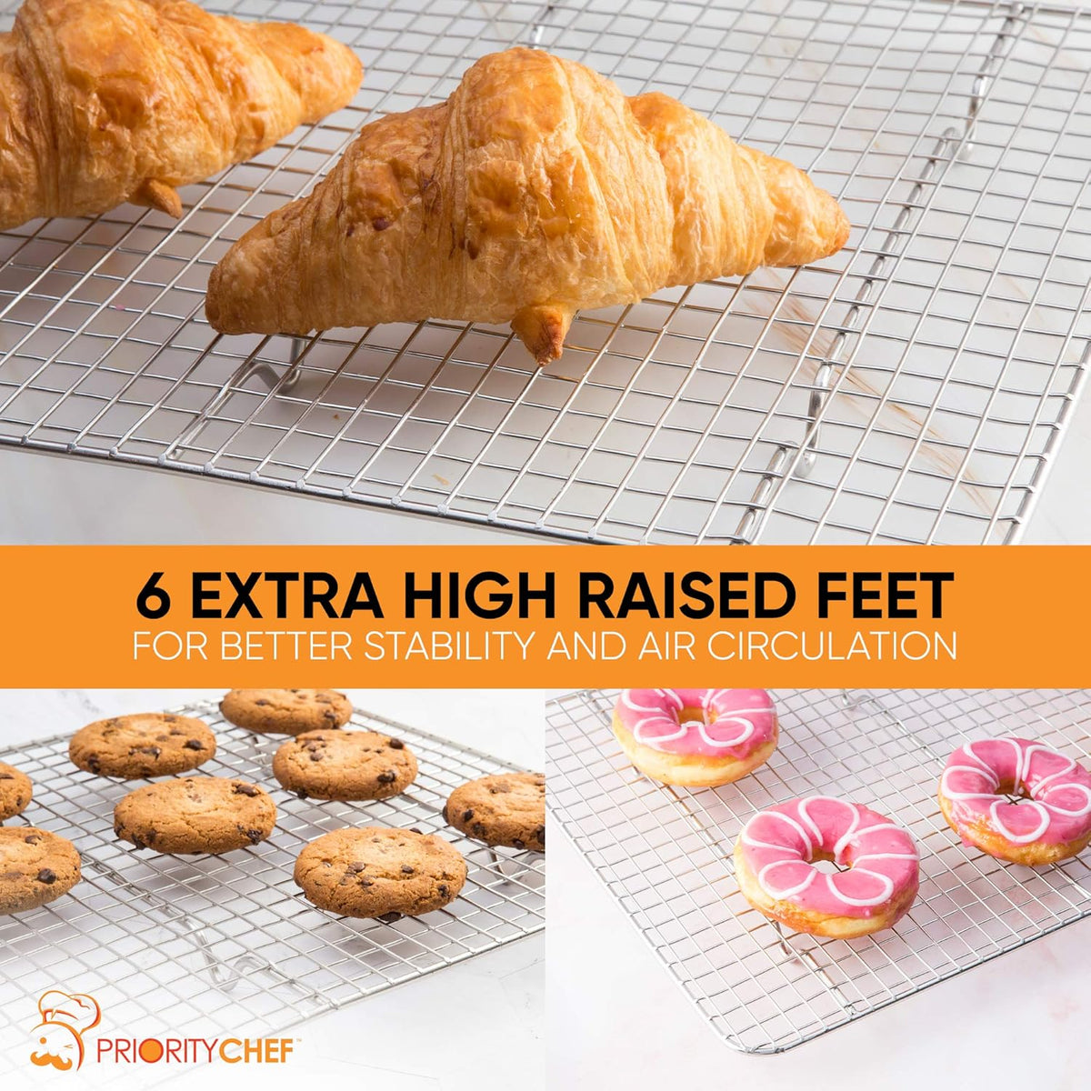 Upgrade Your Baking Game with Prioritychef's Heavy Duty Stainless Steel Cooling Racks - Perfect Fit for Half Sheet Pans! 🍪✨ (2 Pack)