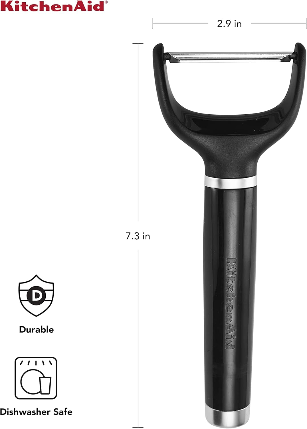 Kitchenaid Y Peeler with Ergonomic Handle and Single Edge Blade, Dishwasher Safe with Protective Cover