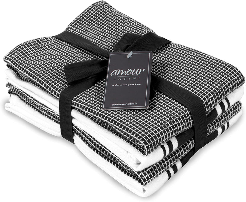 Waffle-Weave Cotton Kitchen Towels, Set of 4