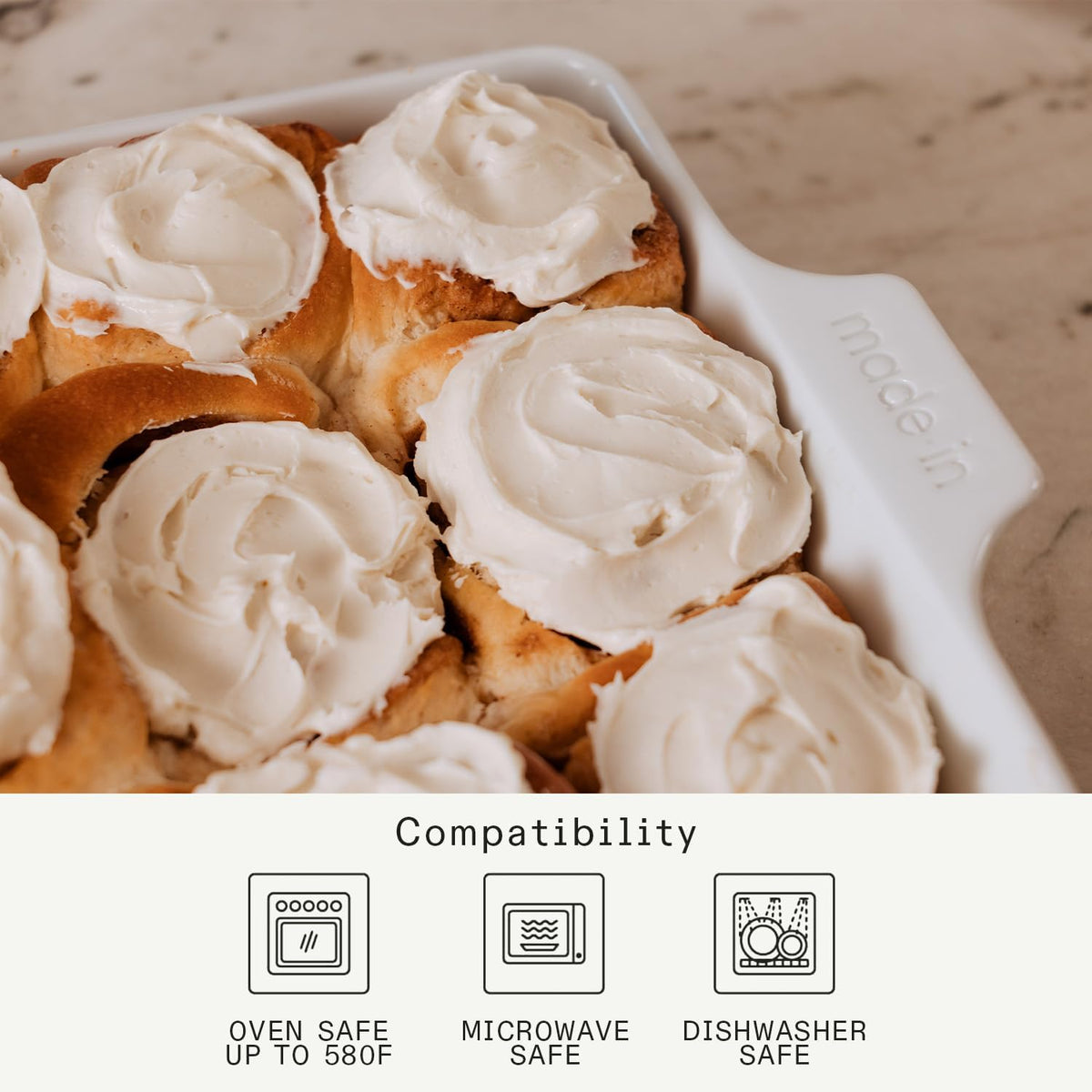 Made in Cookware - Square Baking Dish - White - Hand Crafted Porcelain - Professional Bakeware - Crafted in France