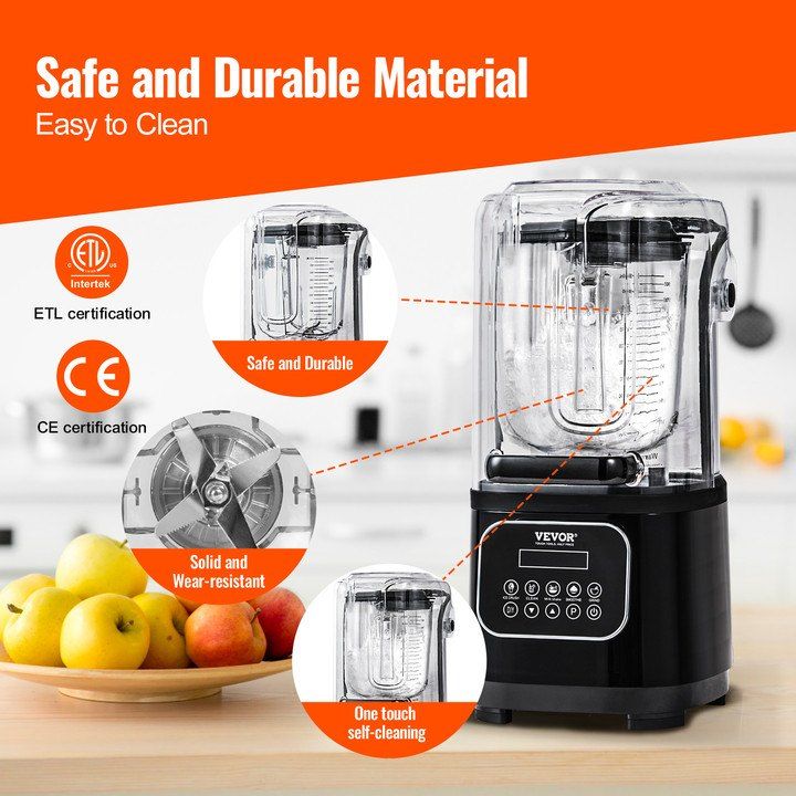 VEVOR Countertop Blender with Sound Shield, 68 oz
