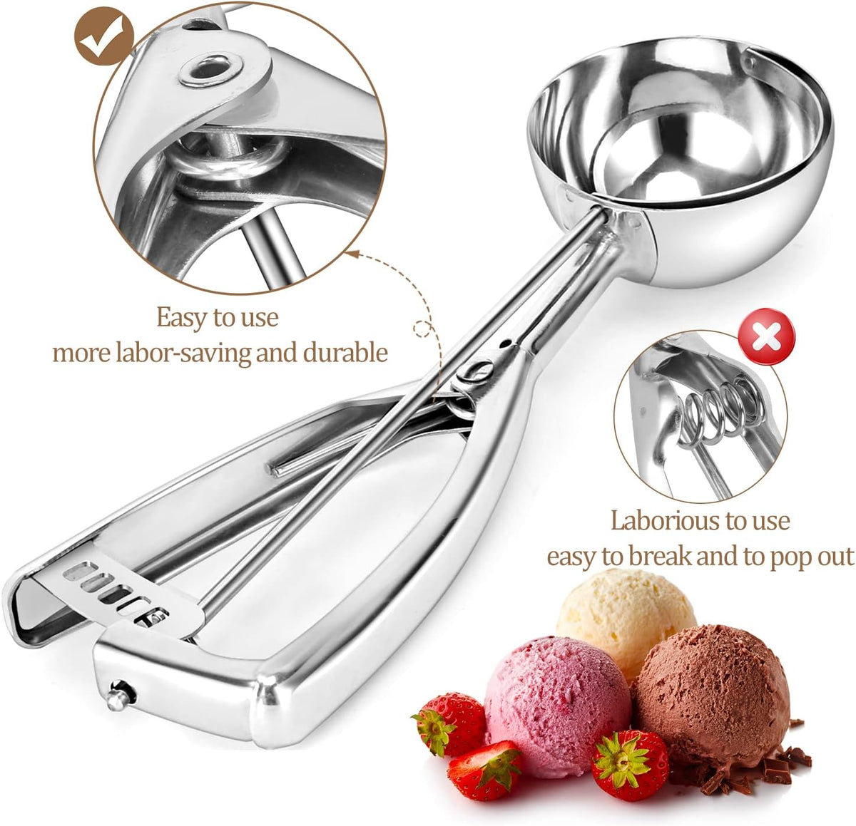 Cookie Scoop Set of 3 - Ideal for Ice Cream and Melon Serving