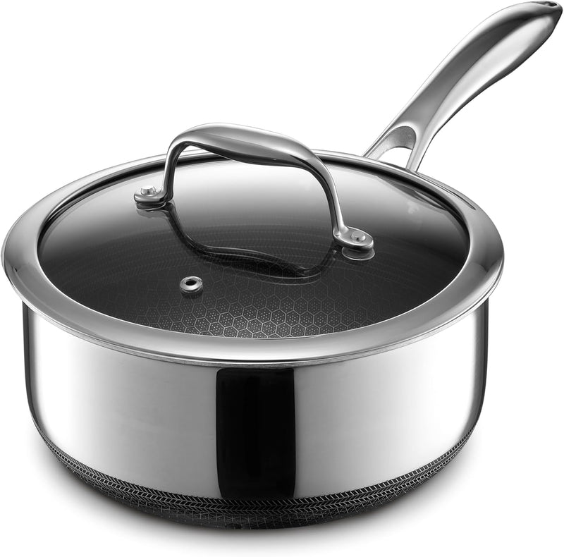 HexClad Hybrid Saucier with Lid, 3 qt