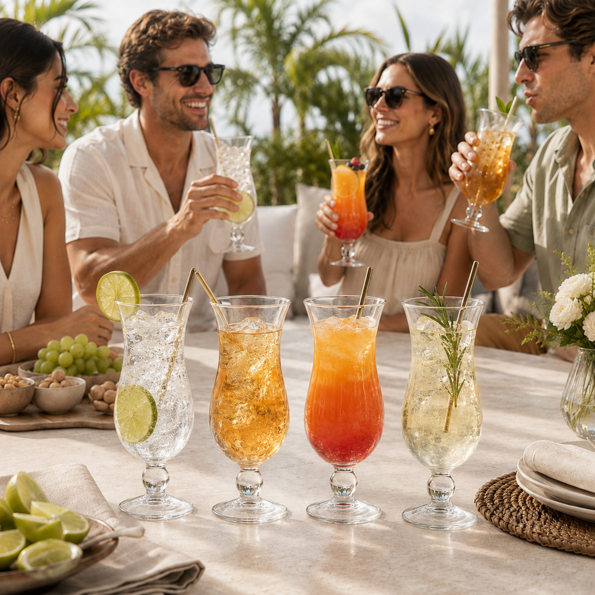 Hurricane Drinking Glasses, Set of 6, Clear
