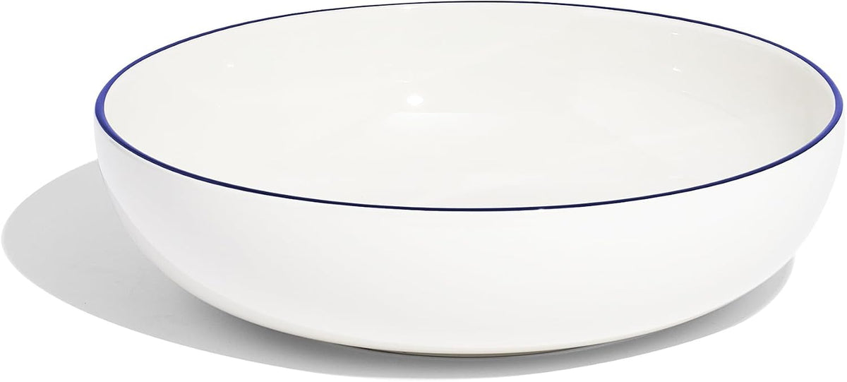 Made in Cookware - Serving Bowl - White with Navy Rim - Porcelain - Crafted in England