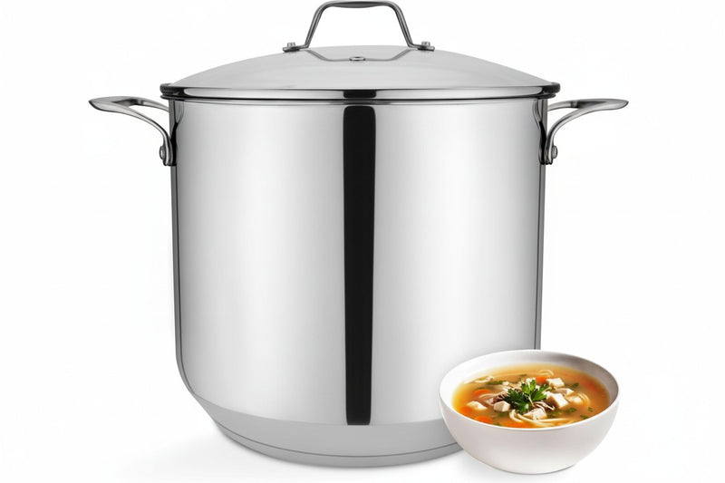 Stainless Steel Stock Pot with Glass Lid, 15 qt