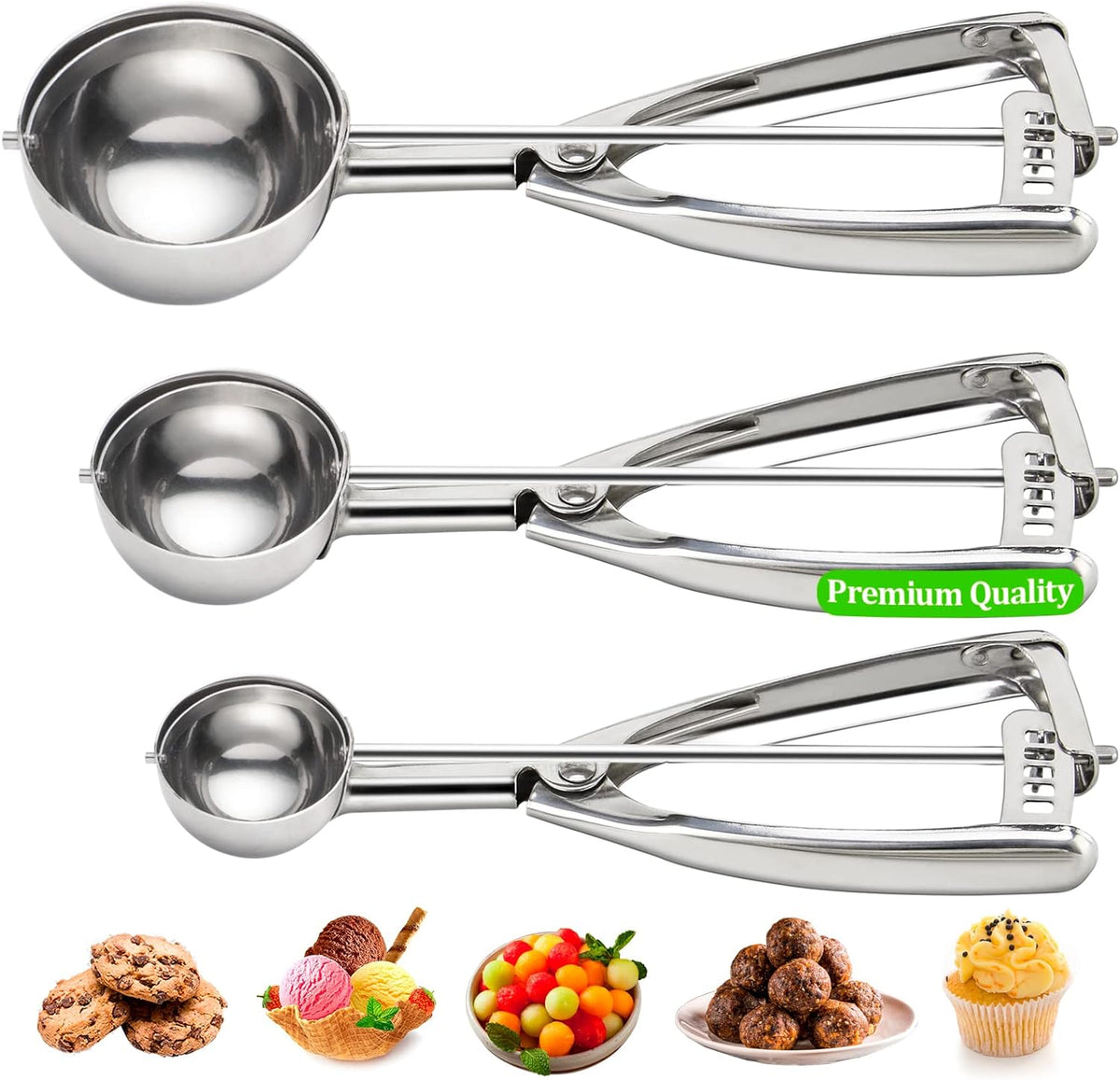Cookie Scoop Set of 3 - Ideal for Ice Cream and Melon Serving