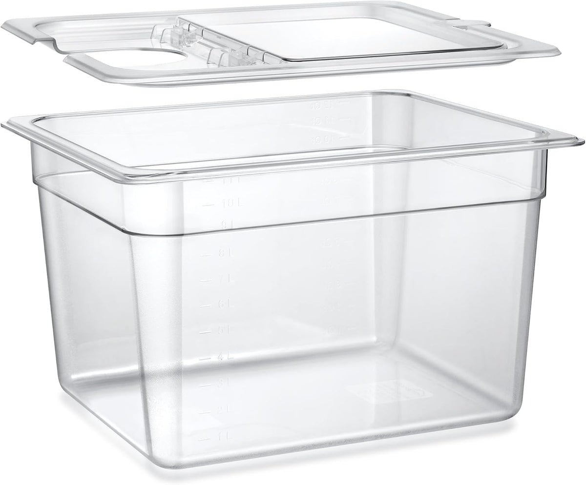 Sous Vide Container 12 Quart with Universal Collapsible Hinged Lid