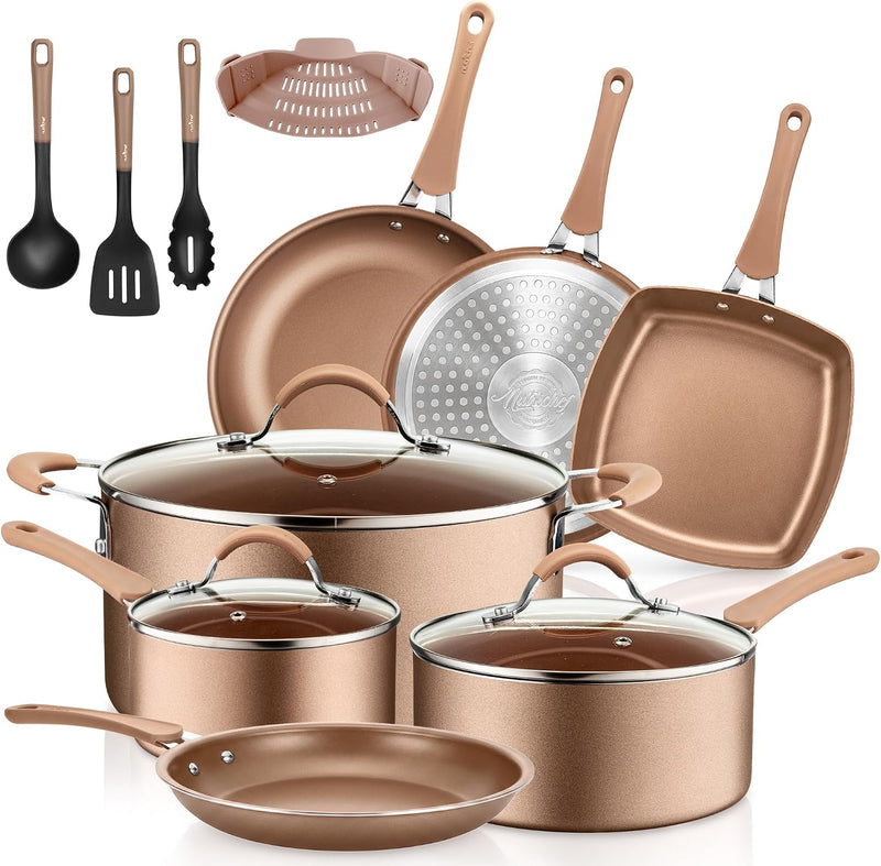 NutriChef Nonstick Cookware Set, 14-Piece