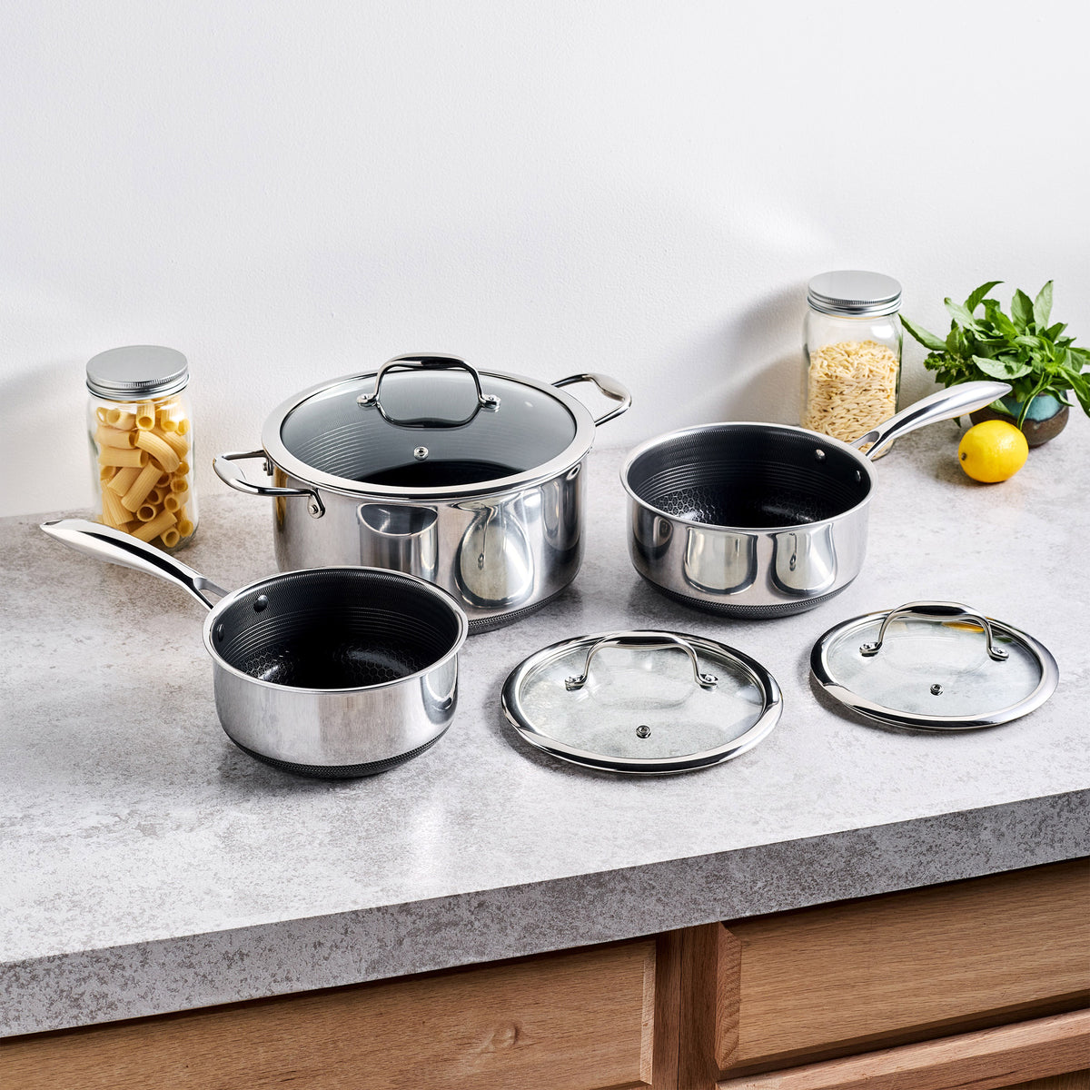 Hexclad 6-Piece Saucepan Set