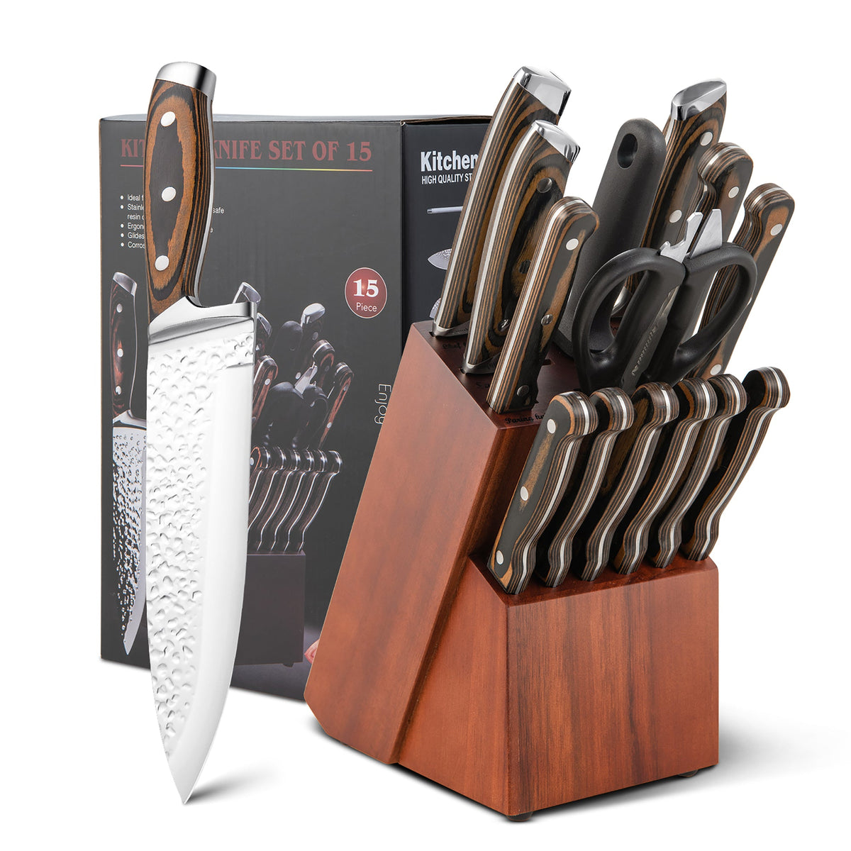 Stainless Steel Knife Block Set, 15-Piece