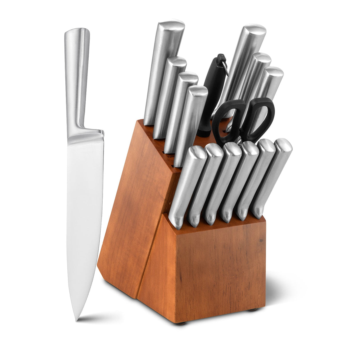 Stainless Steel Knife Set with Sharpener, 16-Piece
