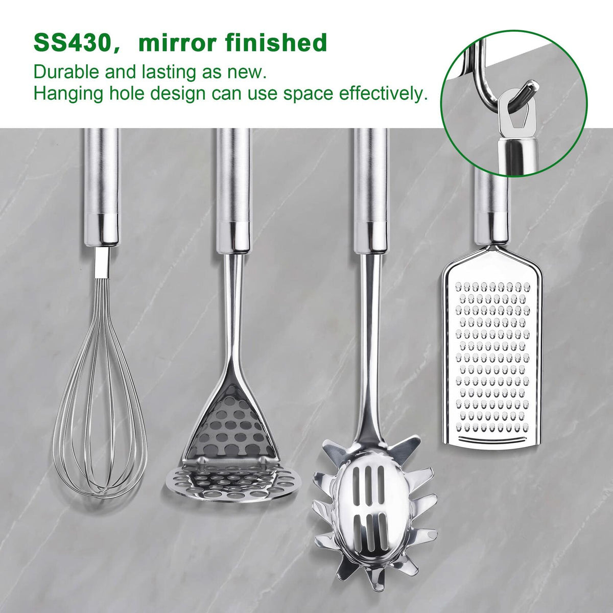 StnKitchExplor Stainless Steel Utensil Set with Holder, 28-Piece