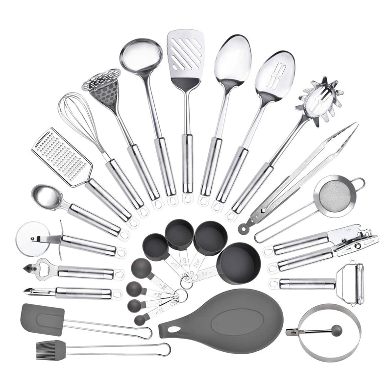 StnKitchExplor Stainless Steel Utensil Set with Holder, 28-Piece