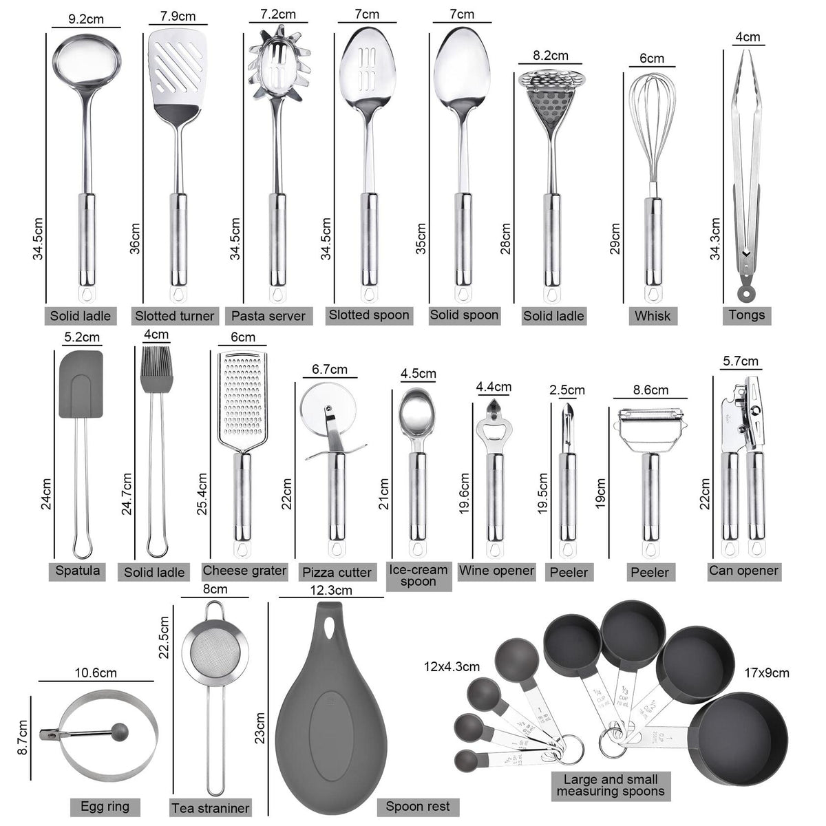 StnKitchExplor Stainless Steel Utensil Set with Holder, 28-Piece