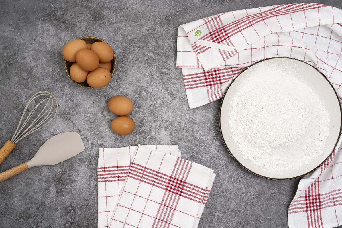 Organic Cotton Mart Windowpane Kitchen Towels, Set of 6